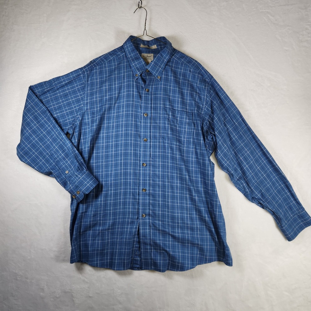 LL Bean Plaid Button‎ Down Long Sleeve Casual Shirt Mens XL